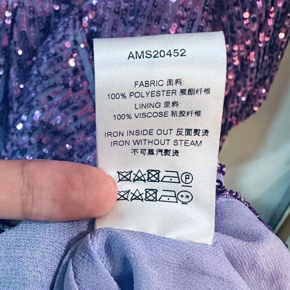 NWT AMEN Faux Wrap Light Purple Sequin Dress Long Sleeve XS (IT 38) - Picture 12 of 13